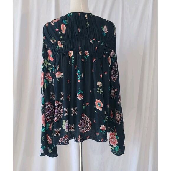 Johnny Was Womens Designer Black Embroidered Multi Harley Top Small Tasseled - Picture 6 of 7